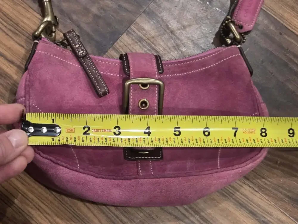 Vtg Y2K Coach Soho Suede Buckle Mini Flap Shoulder Bag Pink Magenta 90s Handbag